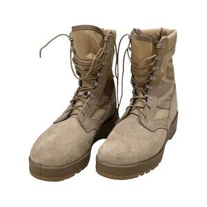 Mens Vibram Military Combat Work Boots Tan Suede Lace up Size 12